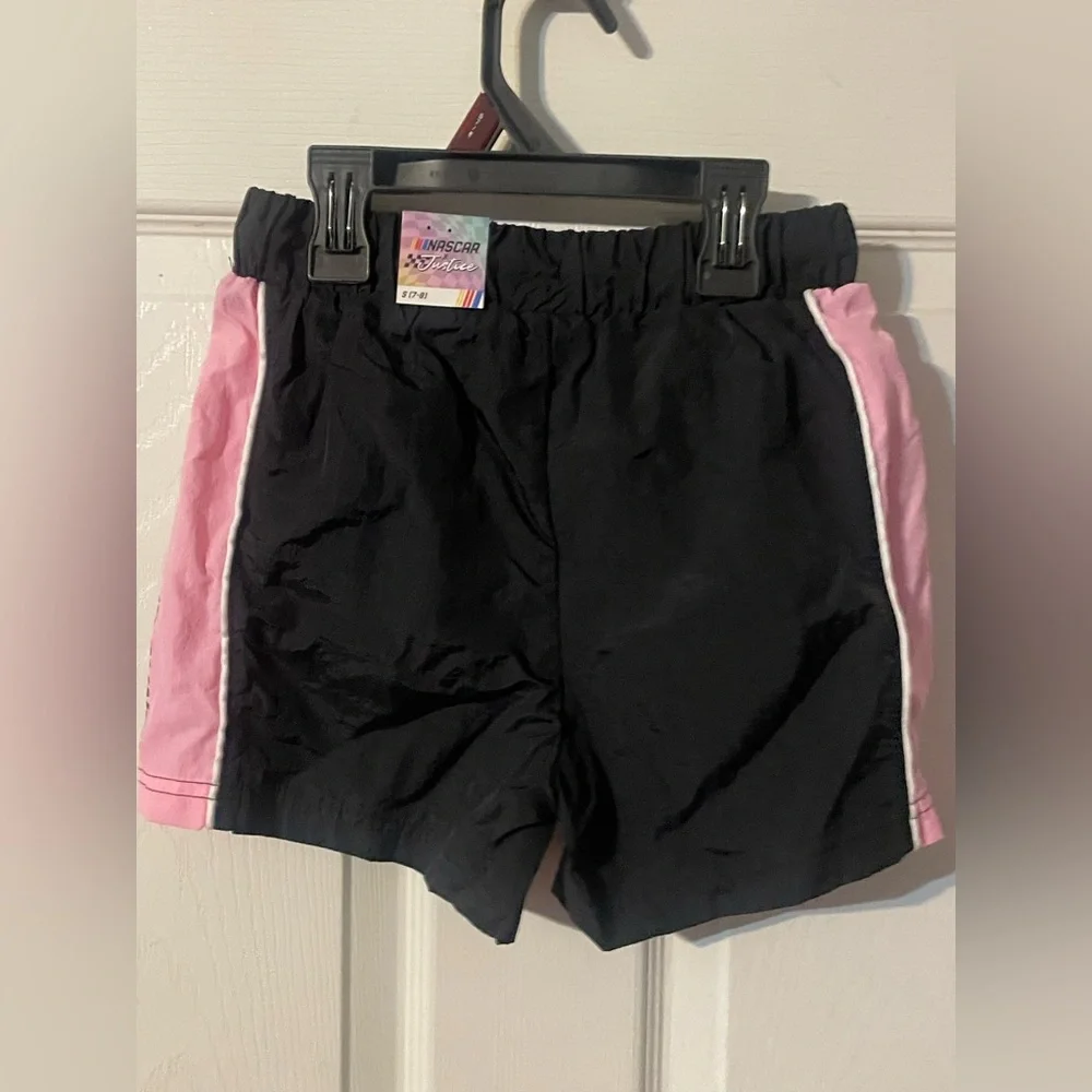 Justice x NASCAR Girls Windbreaker Shorts Black Pink Size S 7/8 NWT